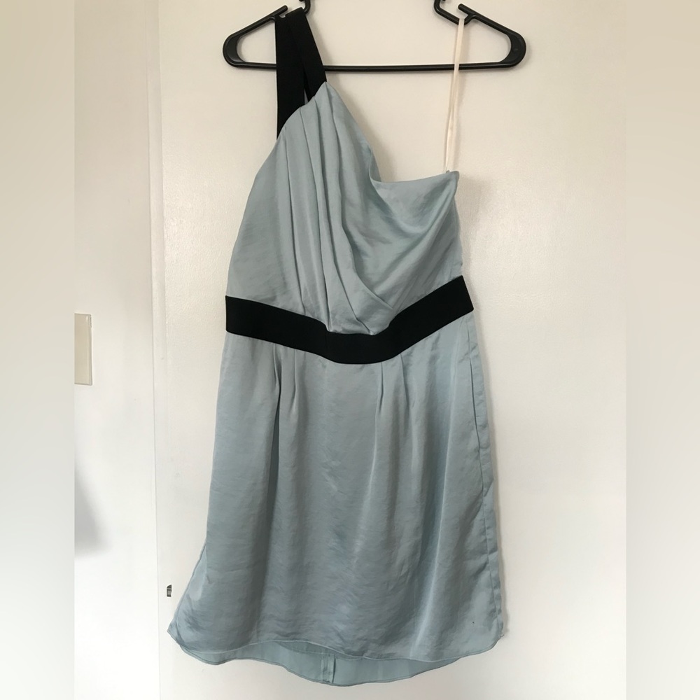 NWT BCBGenerarion Sky Blue One Shoulder Asymmetrical mini dress Size 12
